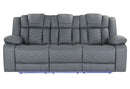 U7068 - 10 Power Reclining Sofa / Power Console Reclining Loveseat / Power Recliner With LED - Gray