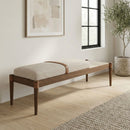 Nara - Linen Textured Fabric Upholstered Bench - Painted Brown Walnut