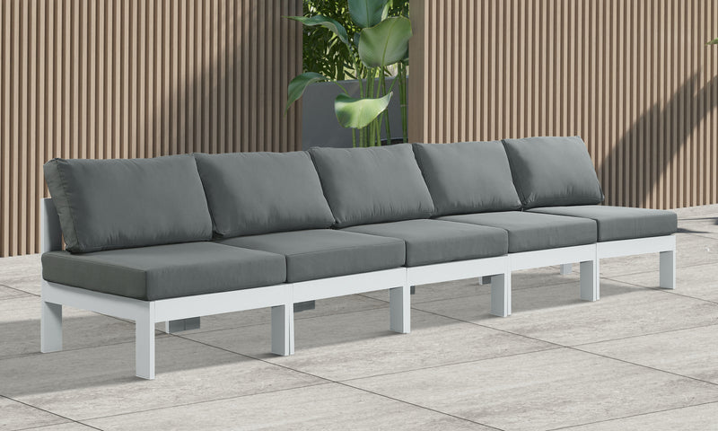 Nizuc - Outdoor Patio 5 Seat Modular Armless Sofa With White Frame