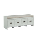 Berci - Bench With Storage - Beige Fabric & White