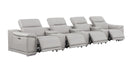 2679 - Genuine Leather Sofa With 4 Power Recliners, Power Headrests & 3 Storage Consoles