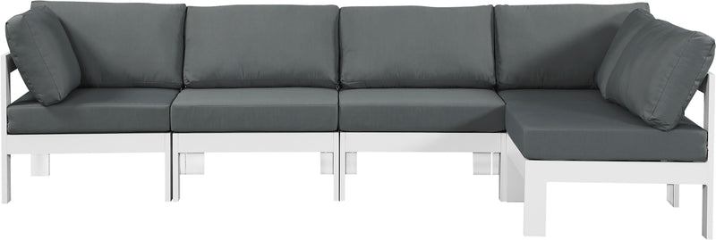 Nizuc - Outdoor Patio 5 Piece Modular Sectional With White Frame