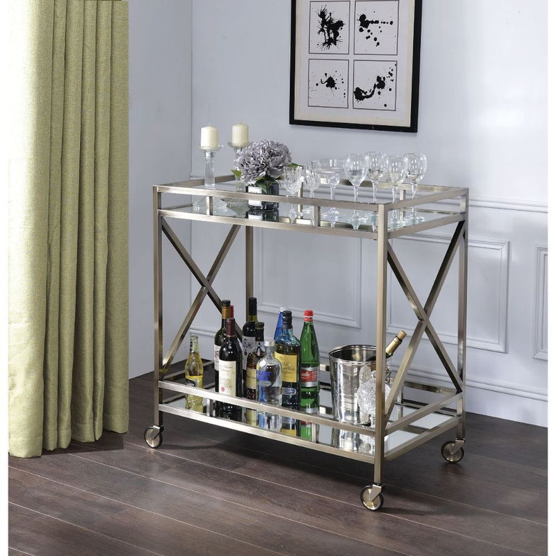 Kristensen - Serving Cart - Mirrored & Antique Gold
