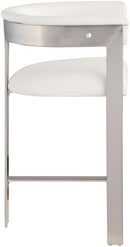 Romeo - Faux Leather Counter Stool With Silver Base (Set of 2)