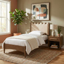 Santos - Vegan Leather Headboard And Wood Bed - Waxed Brown Frame