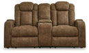 Wolfridge - Power Reclining Loveseat With Console /Adj Hdrst - Brindle