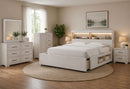 Sadie / Clara - 5 Piece Queen Bedroom Set (Bed, Dresser & Mirror, Nightstand, Chest) - Beige