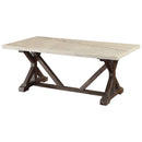 Romina - Coffee Table - White Marble Top & Weathered Espresso