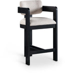 Sacha - Linen Stool With Black Base