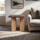 Ravenna - Marble/Stone End Table - Burgundy