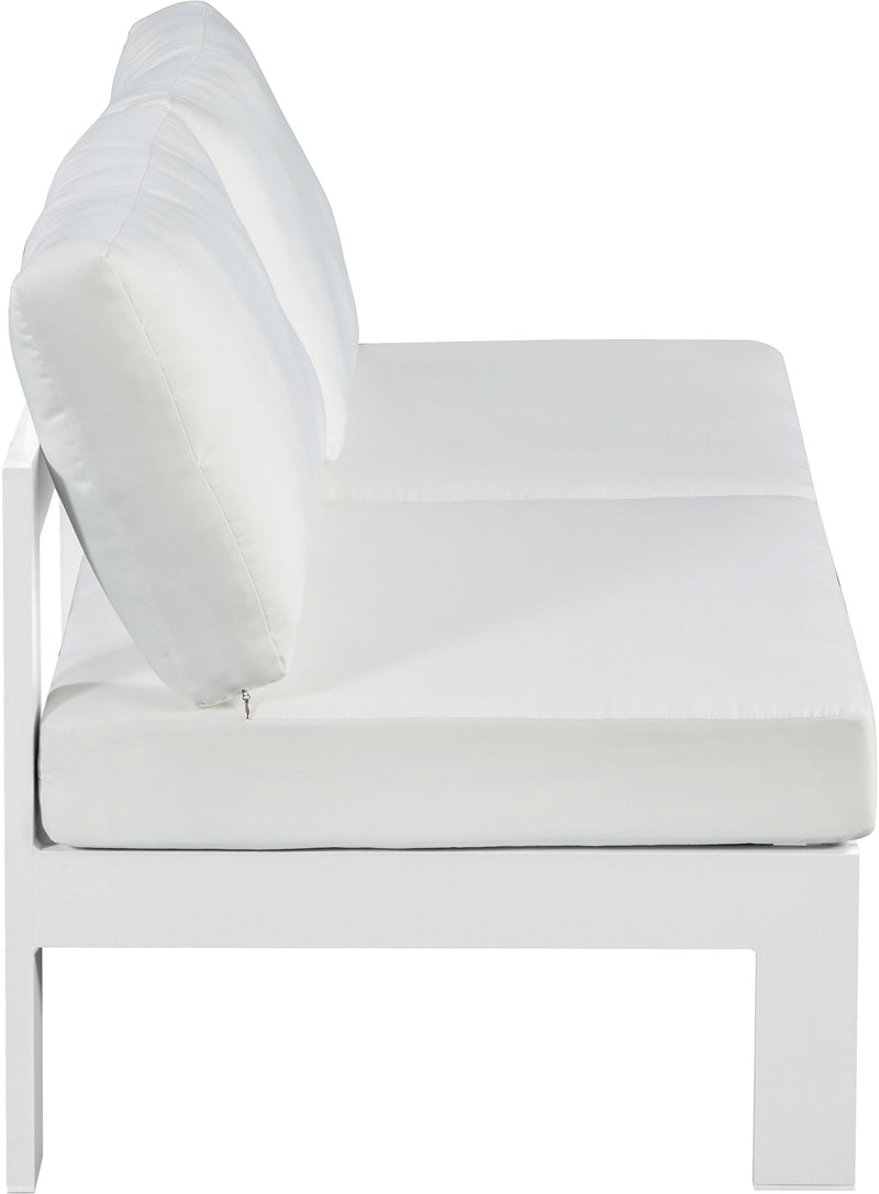 Nizuc - Outdoor Patio 2 Seat Armless Modular Sofa With White Frame