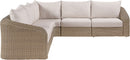 Seacrest - 123.25" Olefin Water Resistant Fabric And Wicker 5 Piece Outdoor Patio Modular Sectional