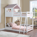 Solenne - Twin Over Twin Bunk Bed - White & Pink