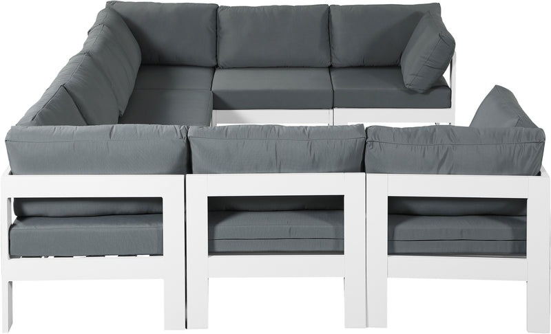 Nizuc - Outdoor Patio 8 Piece Modular Sectional With White Frame