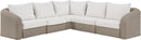 Seacrest - 123.25" Olefin Water Resistant Fabric And Wicker 5 Piece Outdoor Patio Modular Sectional