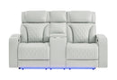U8611 - 2 Piece Living Room Set (Power Reclining Sofa With Power Headrest And LED / Power Console Reclining Loveseat With Power Headrest, LED And Speaker) - Silver