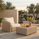 Seacrest - Olefin Water Resistant Fabric And Wicker Outdoor Patio Left Arm Chair