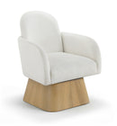 Marlowe - Linen Textured Fabric Upholstered Swivel Accent Chair - Stained Natural