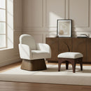 Marlowe - Linen Textured Fabric Upholstered Swivel Accent Chair - Stained Brown