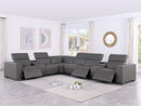 1208 - 8 Piece L Shaped Leather Sectional With 3 Power Recliners & Power Headrests