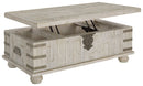 Carynhurst - Lift Top Cocktail Table - White Wash Gray