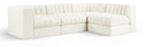 Rummi - Velvet Performance Fabric Upholstered 4 Piece Modular Sectional