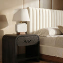 Solis - 14" Genuine Marble And Mango Wood Base With Linen Textured Fabric Shade Table Lamp