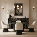 Marlowe - Linen Textured Fabric Upholstered Swivel Dining Arm Chair - Stained Black