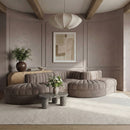 Rummi - Rounded Velvet Performance Fabric Upholstered 5 Piece Modular Sectional
