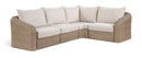 Seacrest - 123.25" Olefin Water Resistant Fabric And Wicker 4 Piece Outdoor Patio Modular Sectional