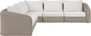 Seacrest - 123.25" Olefin Water Resistant Fabric And Wicker 5 Piece Outdoor Patio Modular Sectional