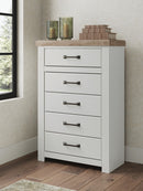 Savonport - Five Drawer Chest - White / Brown