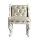 Vanaheim - Vanity Stool - Beige Synthetic Leather & Antique White