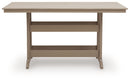 Seacliff Beach - Rectangular Counter Height Dining Table With Umbrella Option - Medium Brown