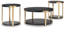 Shylore - Occasional Table Set (Set of 3) - Black / Brass Finish