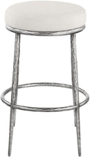 Ferro - Performance Fabric Upholstered Backless Bar Stool - Antique Silver