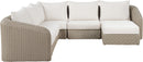 Seacrest - Olefin Water Resistant Fabric And Wicker 6 Piece Outdoor Patio Modular Sectional