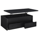 Knapp - Lift Top Cocktail Coffee Table With Dual Drawers - Black
