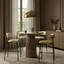 Lupita - Vegan Leather Upholstered Bar Stool (Set of 2) - Cream / Matte Black