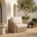 Seacrest - Olefin Water Resistant Fabric And Wicker Outdoor Patio Left Arm Chair