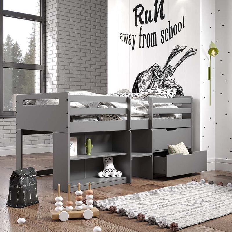 Fabiana - Twin Loft Bed With Storage - Gray