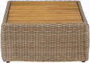 Seacrest - Teak Wood And Wicker Outdoor Patio Coffee Table