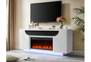 Aileen - 76" Entertainment Unit With LED, Speakers, Crystal Inserts And Pop Up Center Doors - White