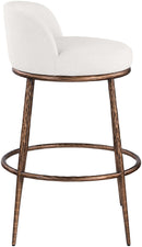 Ferro - Performance Fabric Upholstered Bar Stool - Cream / Antique Bronze