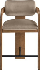 Cedra - Velvet Performance Fabric Upholstered Counter Stool - Brown Frame