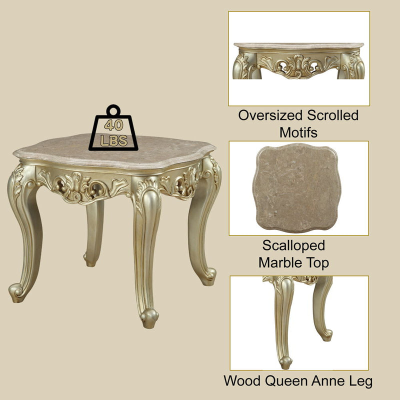 Gorsedd - End Table With Marble Top - Marble Top & Golden Ivory