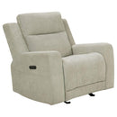 Kennett - Chenille Upholstered Power Recliner Chair - Ivory