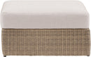 Seacrest - Olefin Water Resistant Fabric And Wicker Outdoor Patio Ottoman/Coffee Table