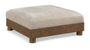 Turin - Chenille Fabric Upholstered Modular Ottoman - Taupe / Brown Walnut