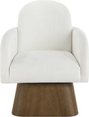 Marlowe - Linen Textured Fabric Upholstered Swivel Accent Chair - Stained Brown